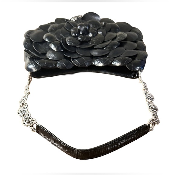 Brighton Rosalie Black Flower Leather Handbag - Picture 6 of 9